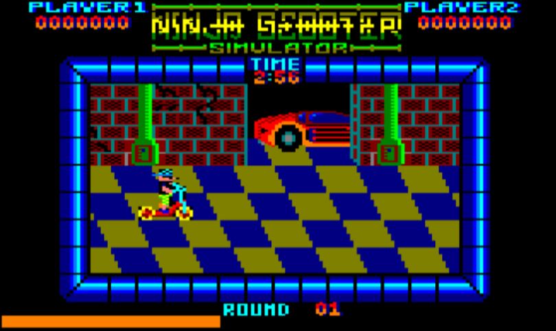 Ninja Scooter Simulator - Amstrad CPC game screenshot (1988) by Silverbird
